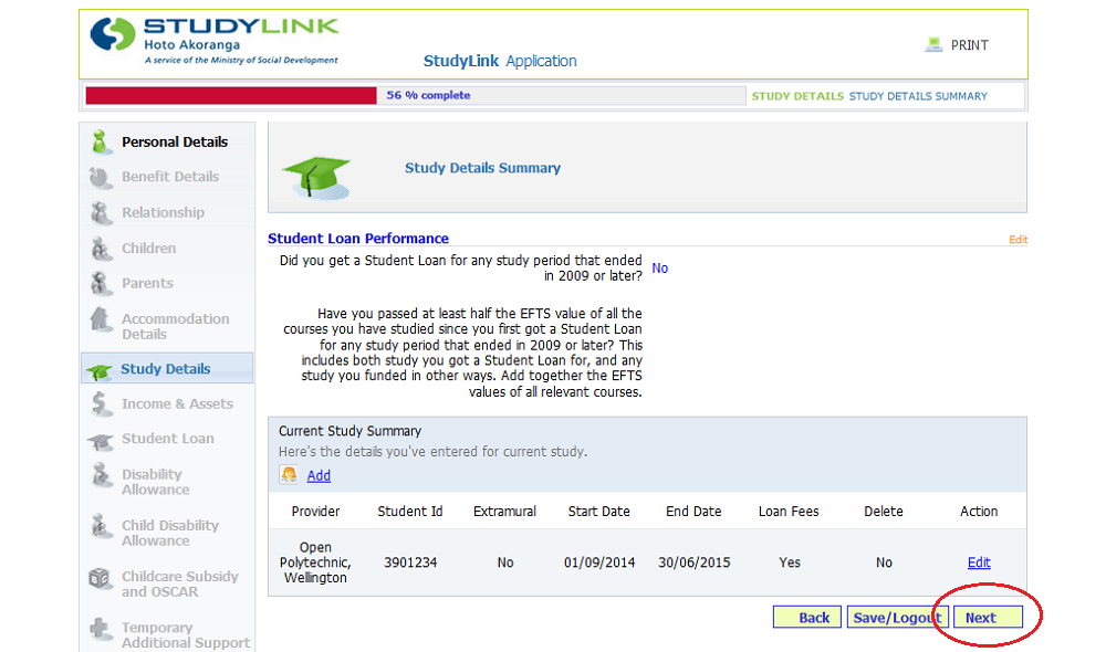 StudyLink Application pg17.png